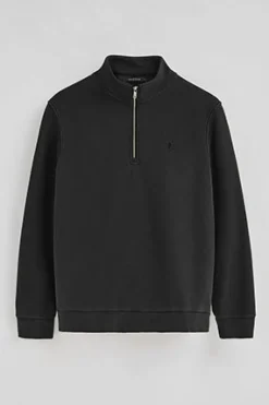 Sudadera negra de media cremallera y efecto lavado con logo Rigby Go