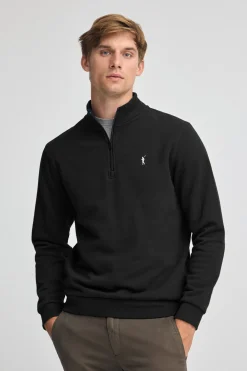 Sudadera negra de media cremallera con logo Rigby Go