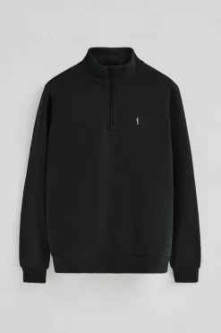 Sudadera negra de media cremallera con logo Rigby Go