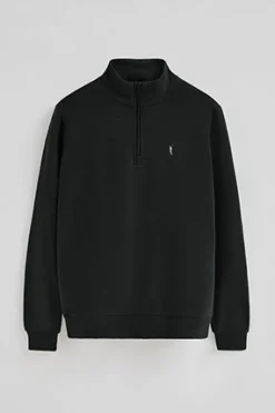 Sudadera negra de media cremallera con logo Rigby Go