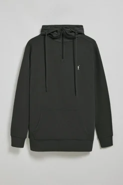 Sudadera negra de media cremallera con capucha y bordado Rigby Go