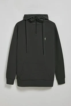 Sudadera negra de media cremallera con capucha y bordado Rigby Go