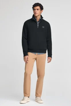 Sudadera negra de media cremallera con logo Polo Club