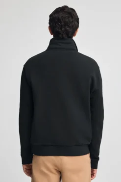 Sudadera negra de media cremallera con logo Polo Club