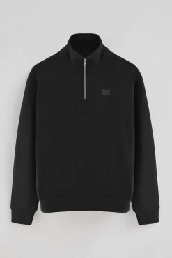 Sudadera negra de media cremallera con logo Polo Club