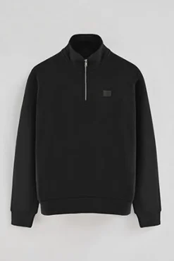 Sudadera negra de media cremallera con logo Polo Club