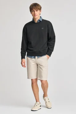 Sudadera negra relax de cuello redondo con detalle Polo Club