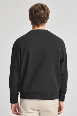 Sudadera negra relax de cuello redondo con detalle Polo Club
