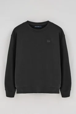 Sudadera negra relax de cuello redondo con detalle Polo Club