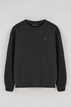 Sudadera negra relax de cuello redondo con detalle Polo Club