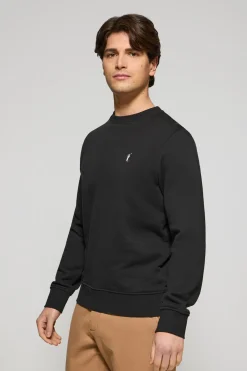 Sudadera negra relax de cuello redondo y bordado Rigby Go