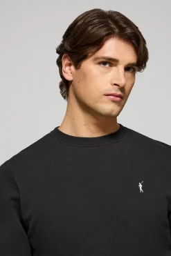Sudadera negra relax de cuello redondo y bordado Rigby Go