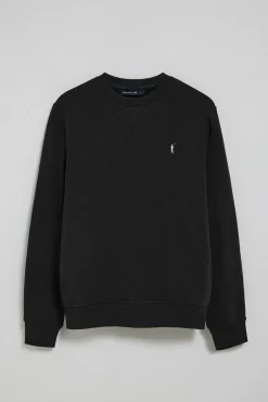 Sudadera negra relax de cuello redondo y bordado Rigby Go