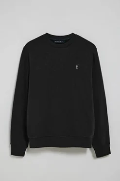 Sudadera negra relax de cuello redondo y bordado Rigby Go