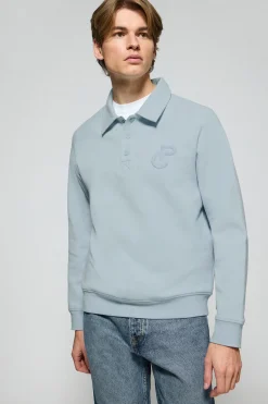 Sudadera polera Gorka azul claro con monograma Polo Club