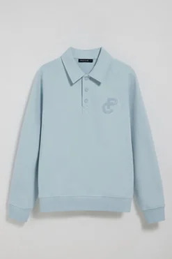 Sudadera polera Gorka azul claro con monograma Polo Club