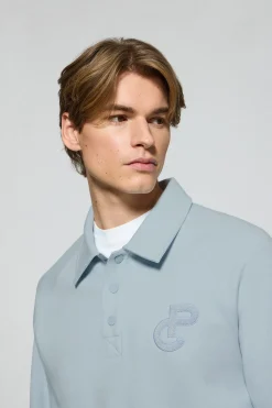 Sudadera polera Gorka azul claro con monograma Polo Club
