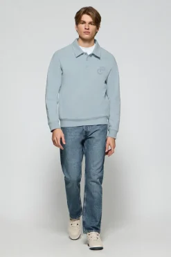 Sudadera polera Gorka azul claro con monograma Polo Club