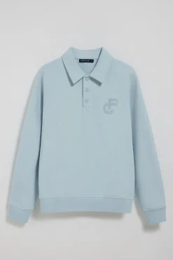 Sudadera polera Gorka azul claro con monograma Polo Club