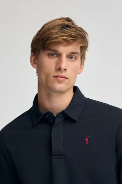 Sudadera polo azul marino de corte regular con logo Rigby Go