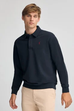 Sudadera polo azul marino de corte regular con logo Rigby Go