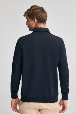 Sudadera polo azul marino de corte regular con logo Rigby Go