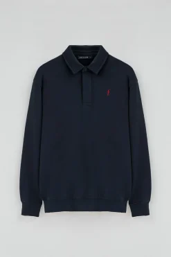 Sudadera polo azul marino de corte regular con logo Rigby Go