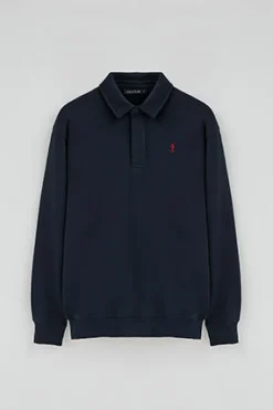 Sudadera polo azul marino de corte regular con logo Rigby Go