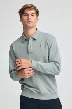 Sudadera polo gris azulado de corte regular con logo Rigby Go
