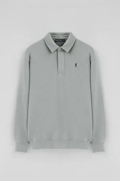 Sudadera polo gris azulado de corte regular con logo Rigby Go