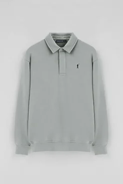 Sudadera polo gris azulado de corte regular con logo Rigby Go