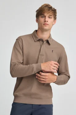 Sudadera polo marron de corte regular con logo Rigby Go