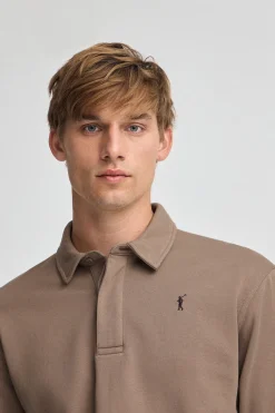 Sudadera polo marron de corte regular con logo Rigby Go