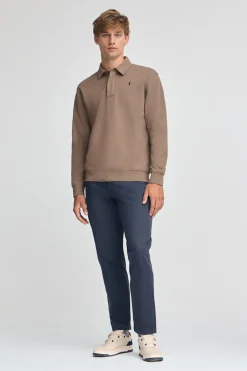 Sudadera polo marron de corte regular con logo Rigby Go