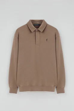 Sudadera polo marron de corte regular con logo Rigby Go