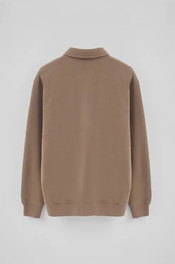 Sudadera polo marron de corte regular con logo Rigby Go