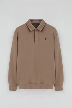 Sudadera polo marron de corte regular con logo Rigby Go