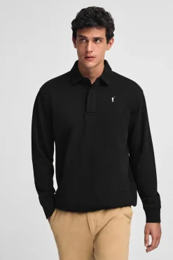 Sudadera polo negra de corte regular con logo Rigby Go