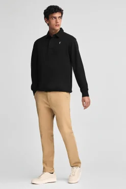 Sudadera polo negra de corte regular con logo Rigby Go