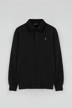 Sudadera polo negra de corte regular con logo Rigby Go