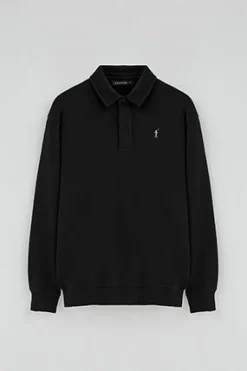 Sudadera polo negra de corte regular con logo Rigby Go