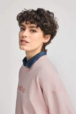Sudadera rosa con logo frontal engomado Polo Club