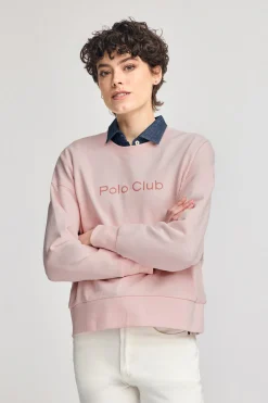 Sudadera rosa con logo frontal engomado Polo Club