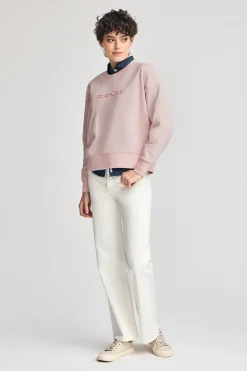 Sudadera rosa con logo frontal engomado Polo Club