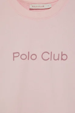 Sudadera rosa con logo frontal engomado Polo Club