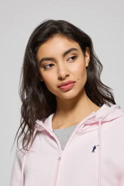 Sudadera rosa de bolsillos con cremallera y capucha con bordado Rigby Go