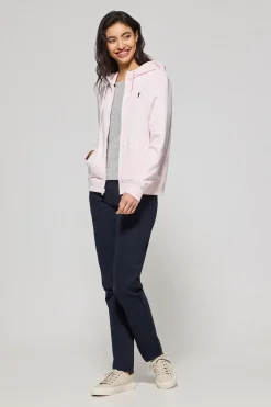 Sudadera rosa de bolsillos con cremallera y capucha con bordado Rigby Go