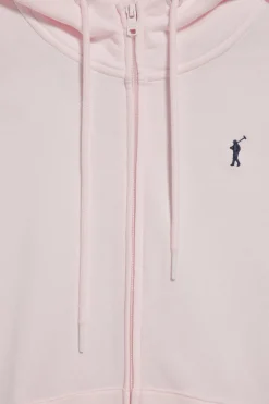 Sudadera rosa de bolsillos con cremallera y capucha con bordado Rigby Go