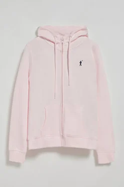 Sudadera rosa de bolsillos con cremallera y capucha con bordado Rigby Go