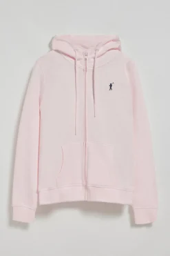 Sudadera rosa de bolsillos con cremallera y capucha con bordado Rigby Go